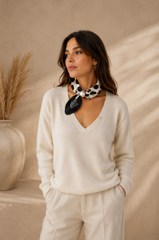 Foulard du cou aimantée perle - Motif pois