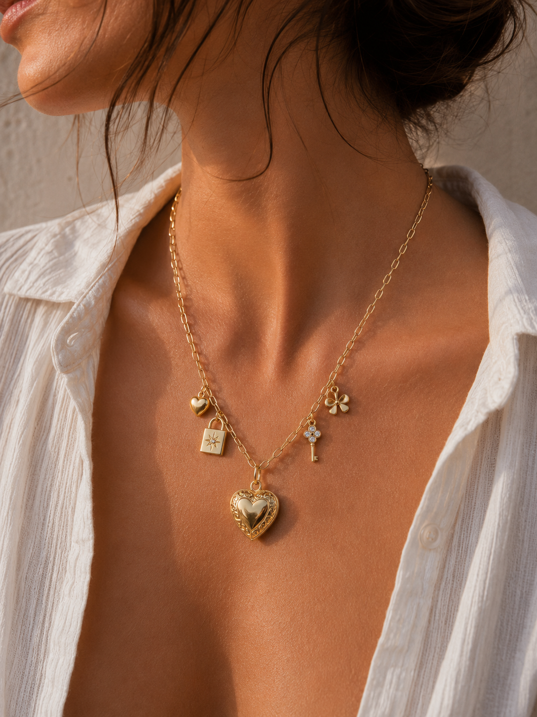 Collier à charms Coeur - Doré