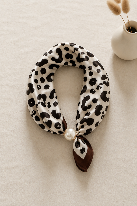 Foulard du cou aimantée perle - Marron