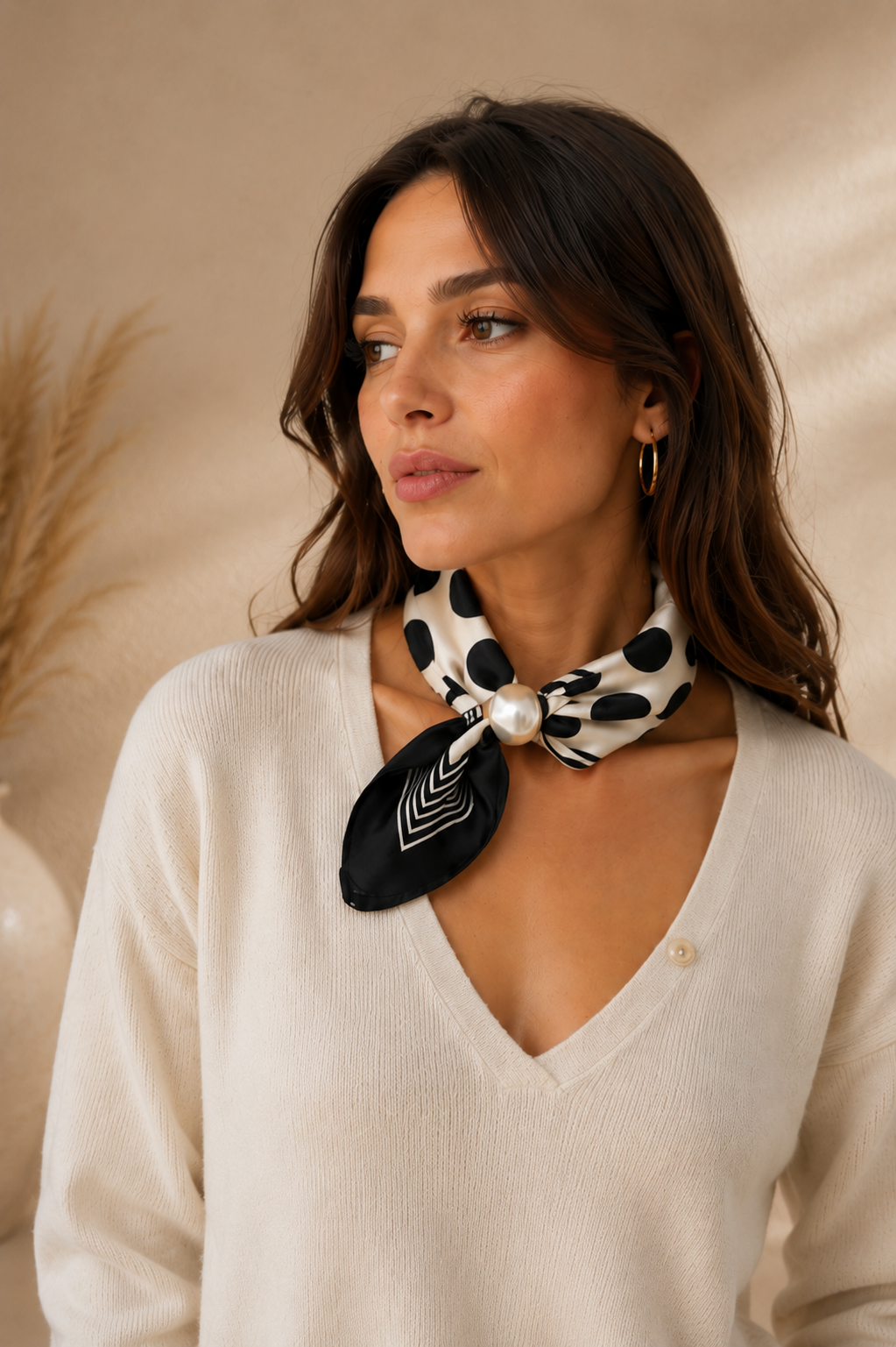 Foulard du cou aimantée perle - Motif pois