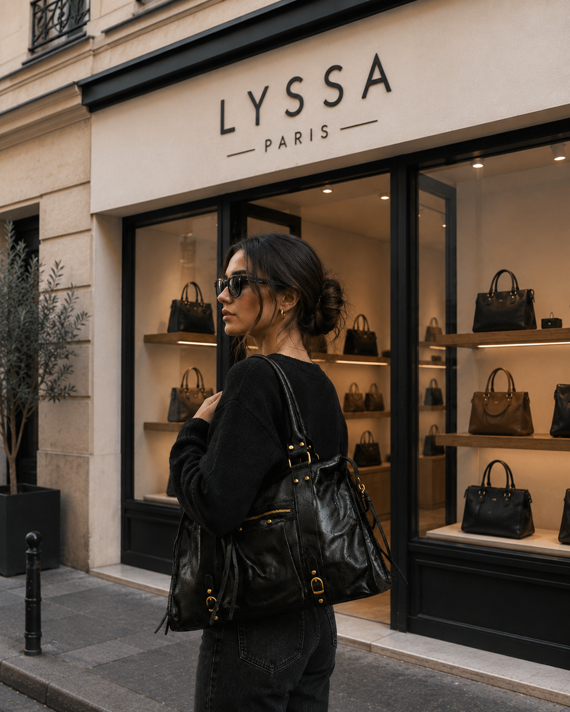 LYSSA INTEMPOREL - noir cuir brossé