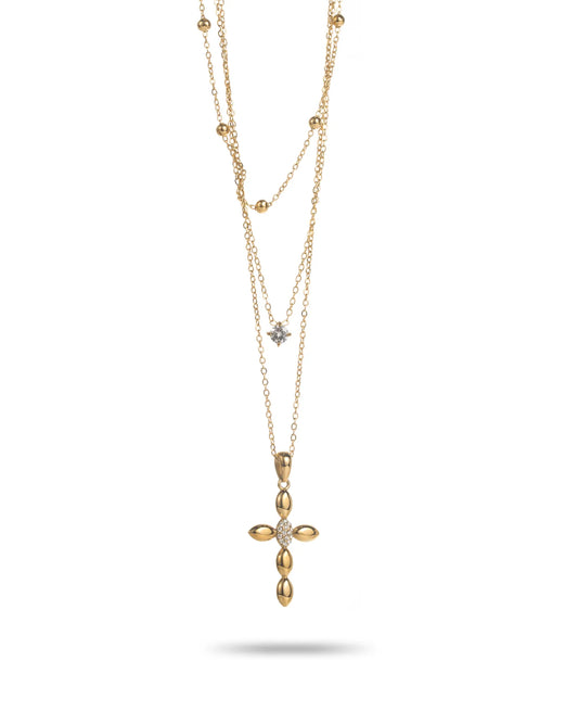 Collier Triple Croix -  Doré