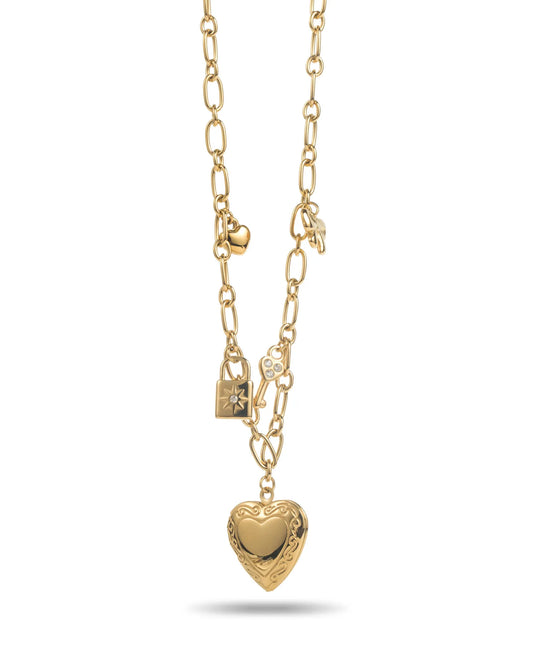 Collier à charms Coeur  -  Doré