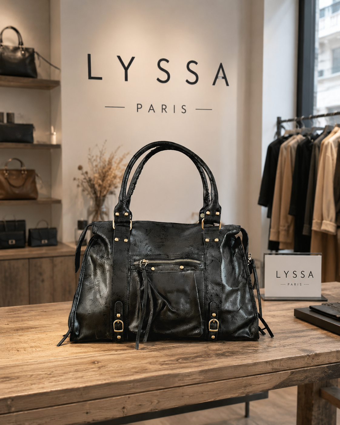 LYSSA INTEMPOREL - noir cuir brossé